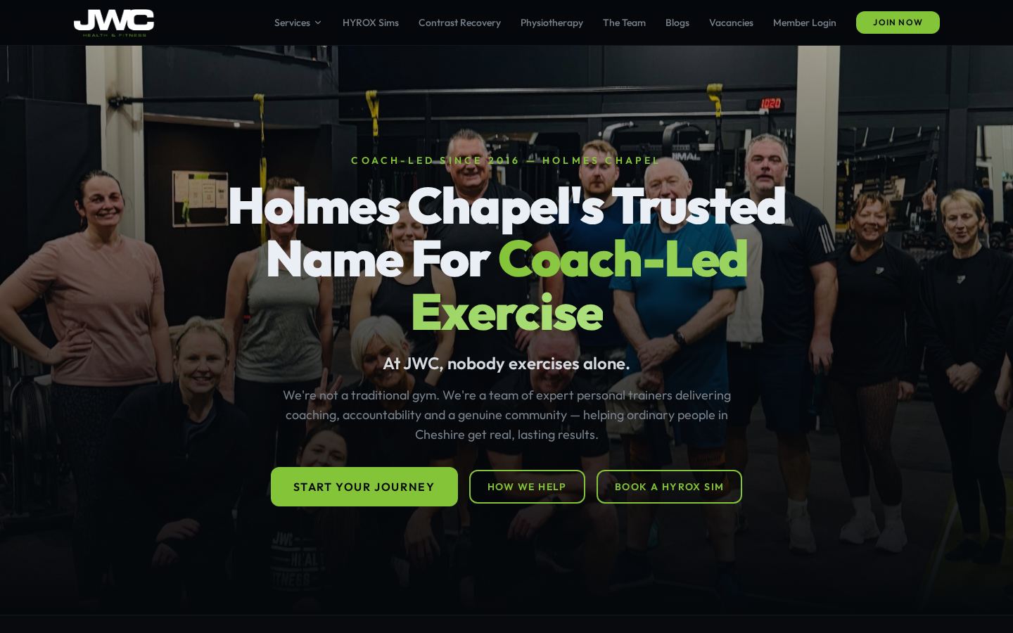 JWC Health & Fitness website on desktop